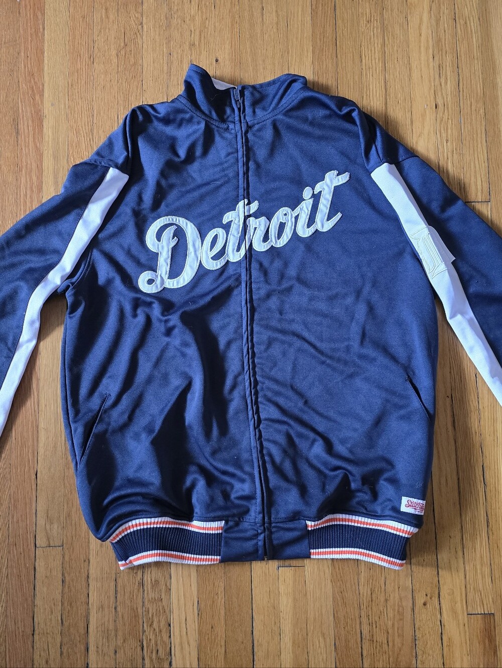 Stitches Navy Bomber Jacket with White Script